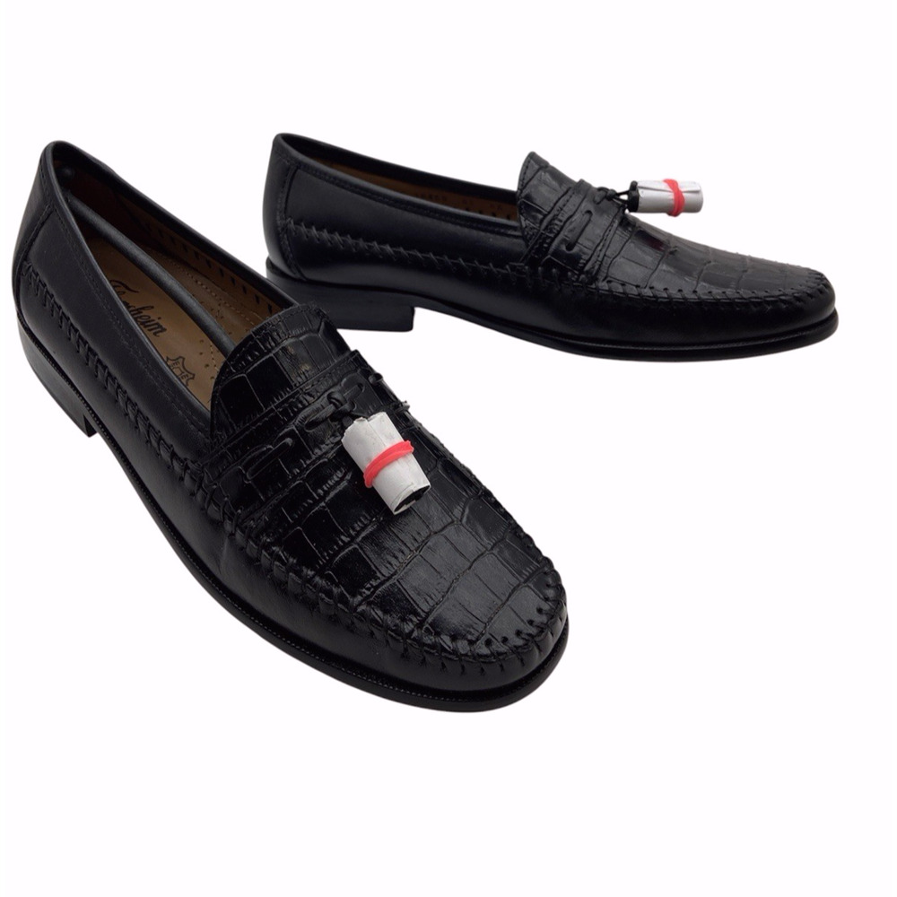 Florsheim Pisa Croc Embossed Leather Tassel Men's Black Loafer 18469 8.5 D